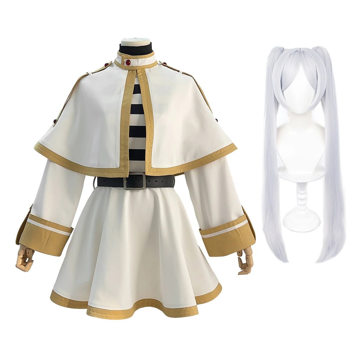 Fantasia de Cosplay Frieren Beyond Journey's End Anime - Xale, Manto, Vestido e Peruca Cinza - Estrela Cosplay