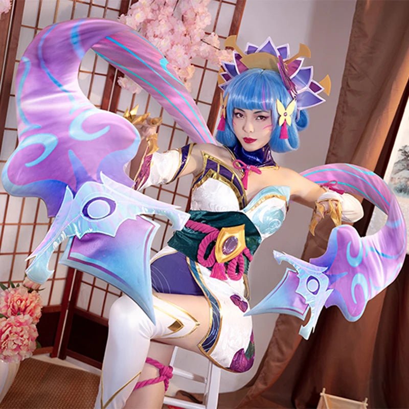 Fantasia Evelynn Spirit Blossom LOL - Vestido Kimono Mulher Conjunto Completo com Acessórios - Estrela Cosplay