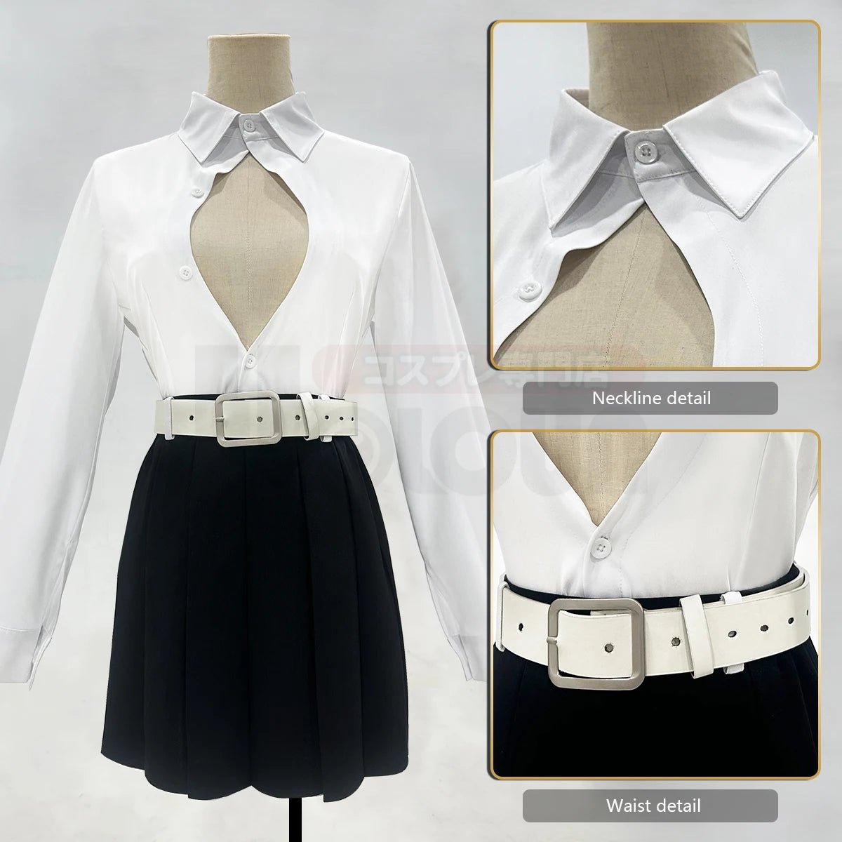 Fantasia de Cosplay Kanroji Mitsuri Demon Slayer Completa com Peruca, Top Bordado, Saia, Haori Branco e Meias - Estrela Cosplay