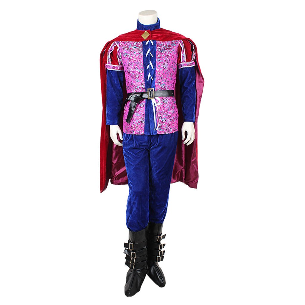 Fantasia de Príncipe Medieval | Traje de Veludo Vermelho e Azul para Homens | Conjunto Completo para Halloween e Festas - Estrela Cosplay