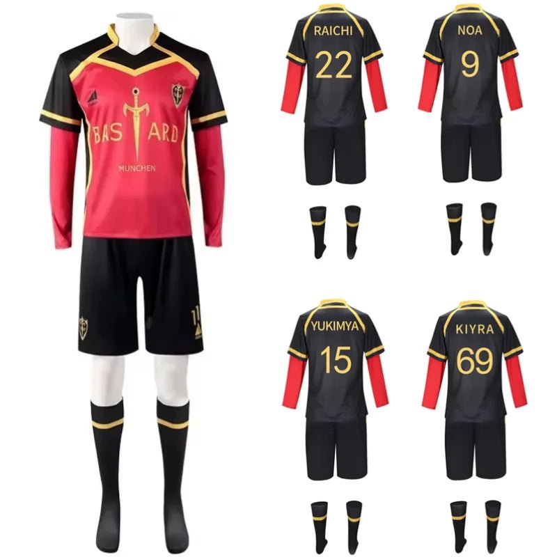 Camisa de Cosplay Blue Lock – Kaiser, Ness, Isagi, Kurona & Hiori Uniforme de Futebol Bastard Munchen para Fãs de Anime - Estrela Cosplay
