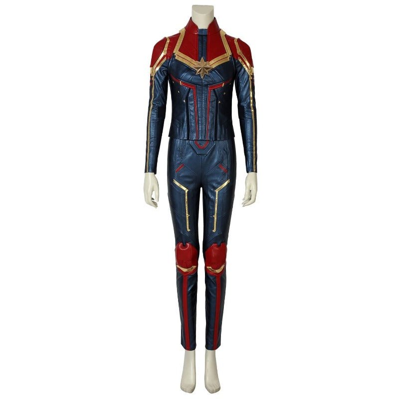 Fantasia Captain Marvel Azul Metálico em Couro Sintético – Perfeita para Fãs da Marvel - Estrela Cosplay