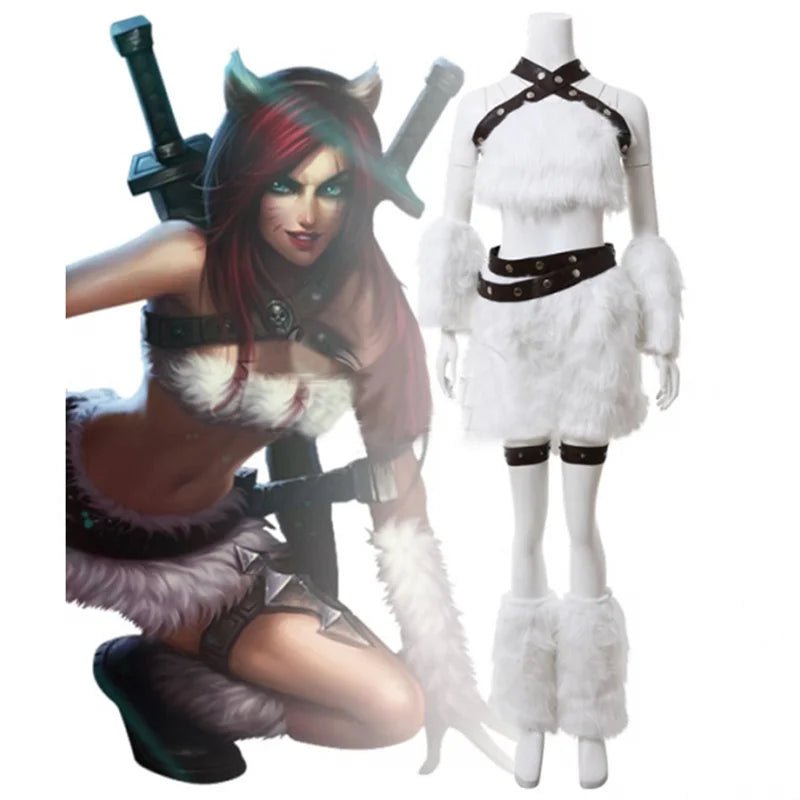 Fantasia de Cosplay Kitty Cat Katarina do LOL - Traje de Batalha Branco para Mulheres Adultas em Halloween e Festas - Estrela Cosplay