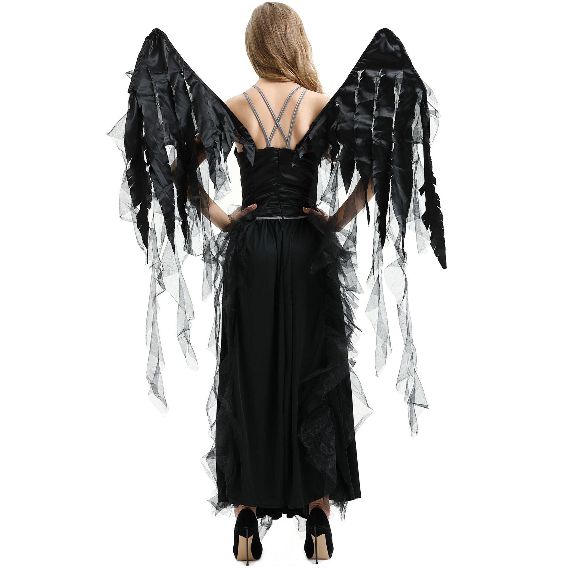 Fantasia de Halloween Vampiro Anjo Negro | Traje de Bruxa Elfo para Halloween, Roleplay Gótico e Festas à Fantasia - Estrela Cosplay