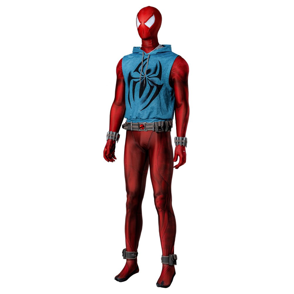 Traje Cosplay Scarlet Spider - Homem-Aranha no Aranhaverso Traje Autêntico de Super-Herói - Estrela Cosplay