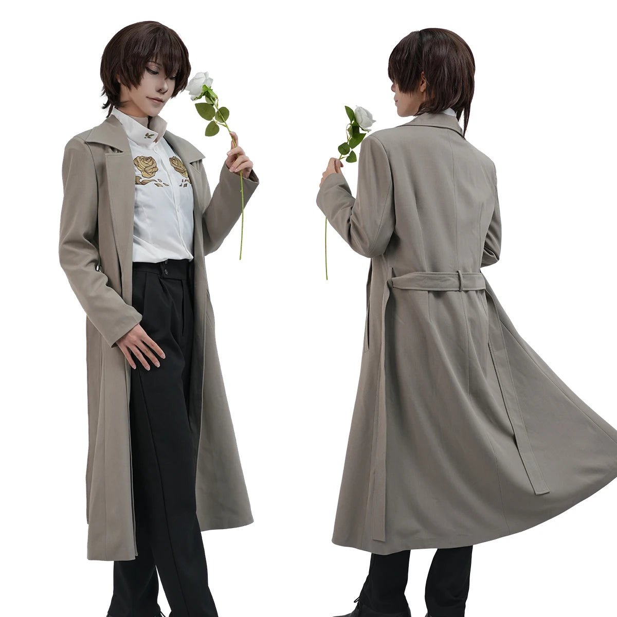 Fantasia Cosplay Dazai Osamu de Bungo Stray Dogs - Peruca, Casaco, Calça e Camisa para Halloween e Natal - Estrela Cosplay