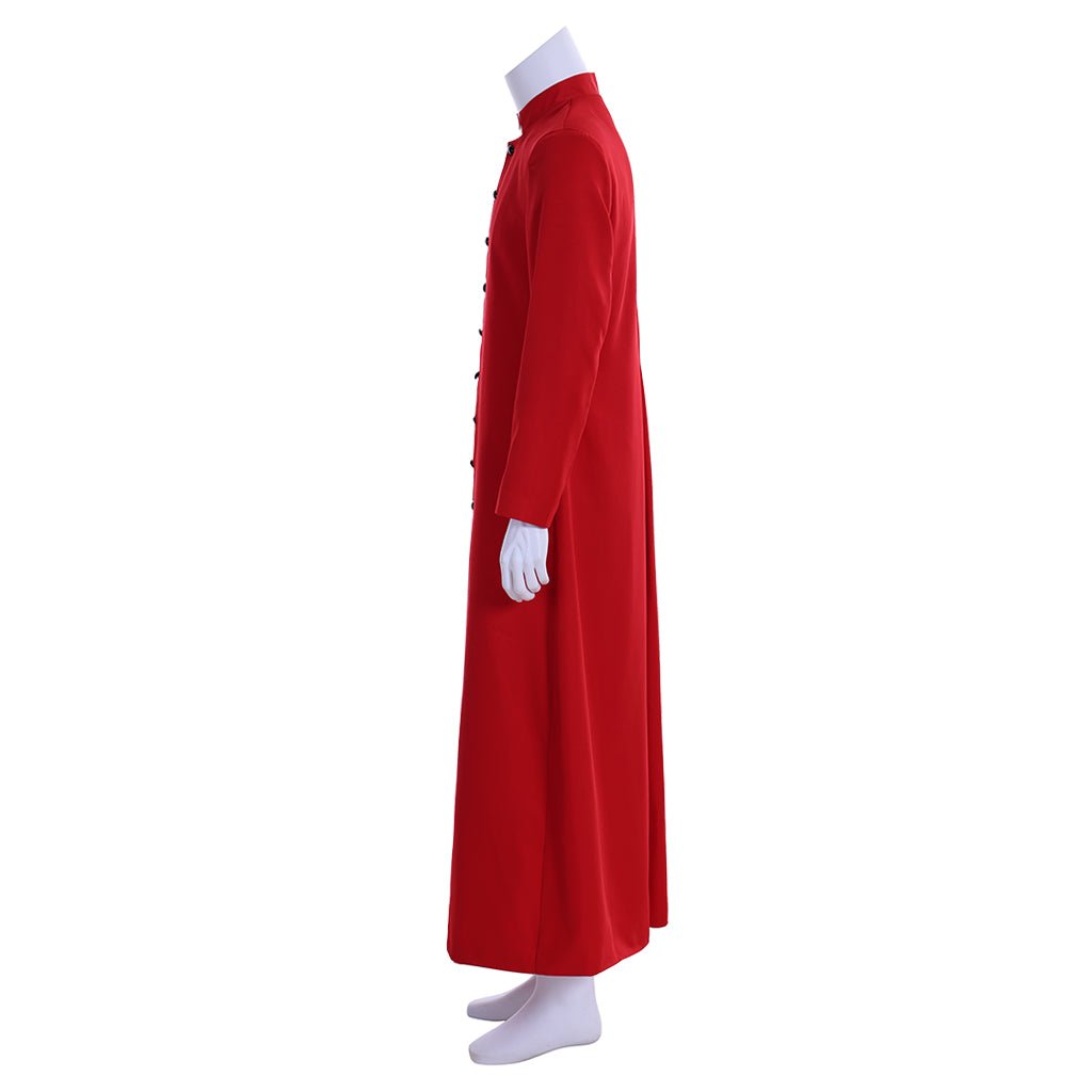 Veste de Clérigo Vermelha para Homens - Traje de Sacerdote com Colarinho em Pé - Vestes Litúrgicas - Estrela Cosplay