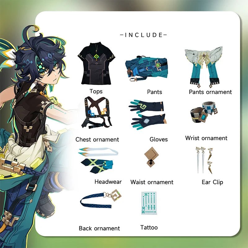 Fantasia de Cosplay Kinich de Genshin Impact para Homens - Caçador de Fogo - Estrela Cosplay