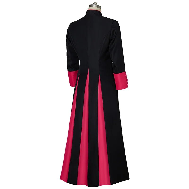 Veste Clerical Medieval - Preta e Vermelha Cassaco Romano para Homens | Série Medieval Estrela do Cosplay - Estrela Cosplay