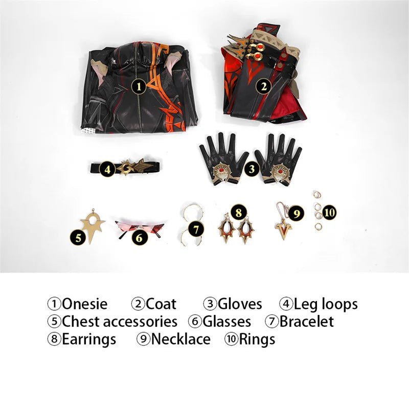 Fantasia de Cosplay do Arconte Pyro Mavuika de Genshin Impact para Mulheres - Macacão para Festa de Halloween - Estrela Cosplay