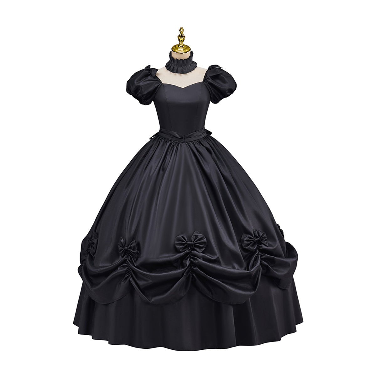 Vestido Preto Vitória com Bainha de Laço - Traje Cosplay Elegante - Estrela Cosplay