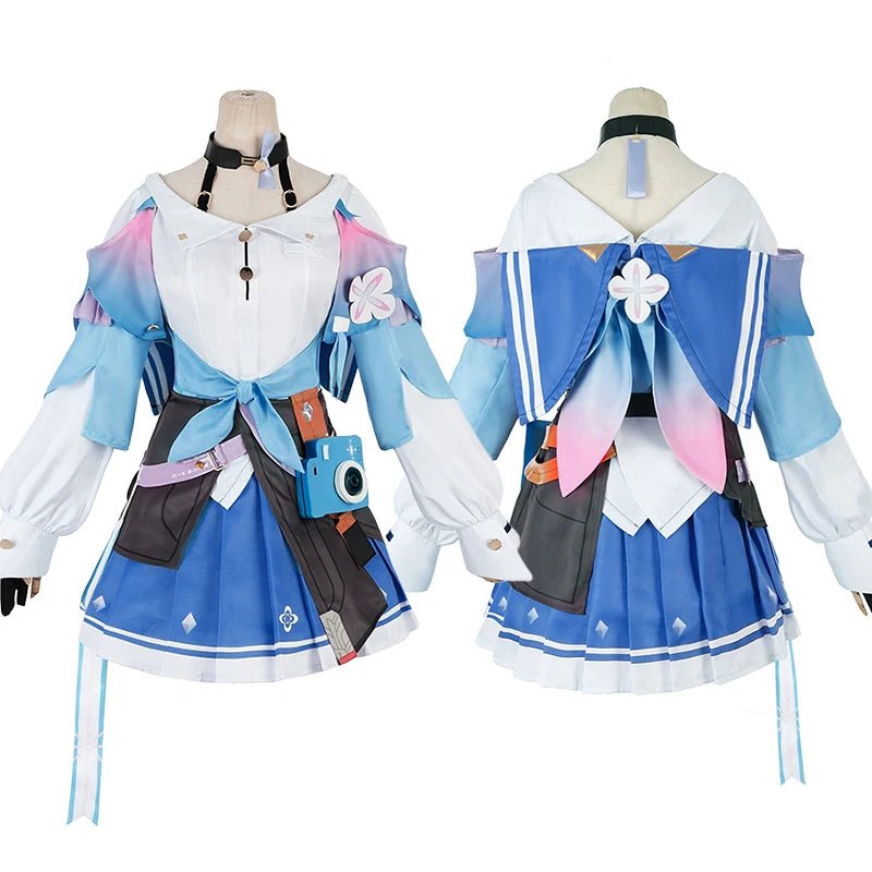 Fantasia de March 7th Honkai Star Rail - Vestido Azul Feminino para Cosplay, Halloween e Festas - Estrela Cosplay