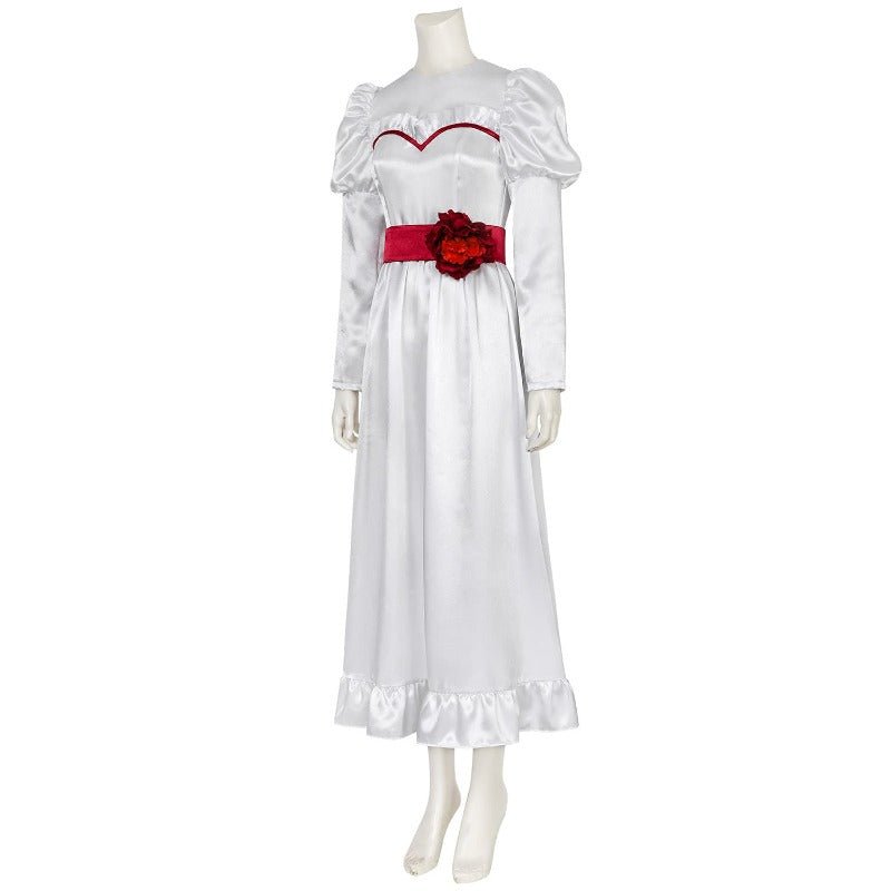Fantasma Noiva Annabelle Cosplay Vestido Princesa Branco Longo para Halloween e Festas - Estrela Cosplay