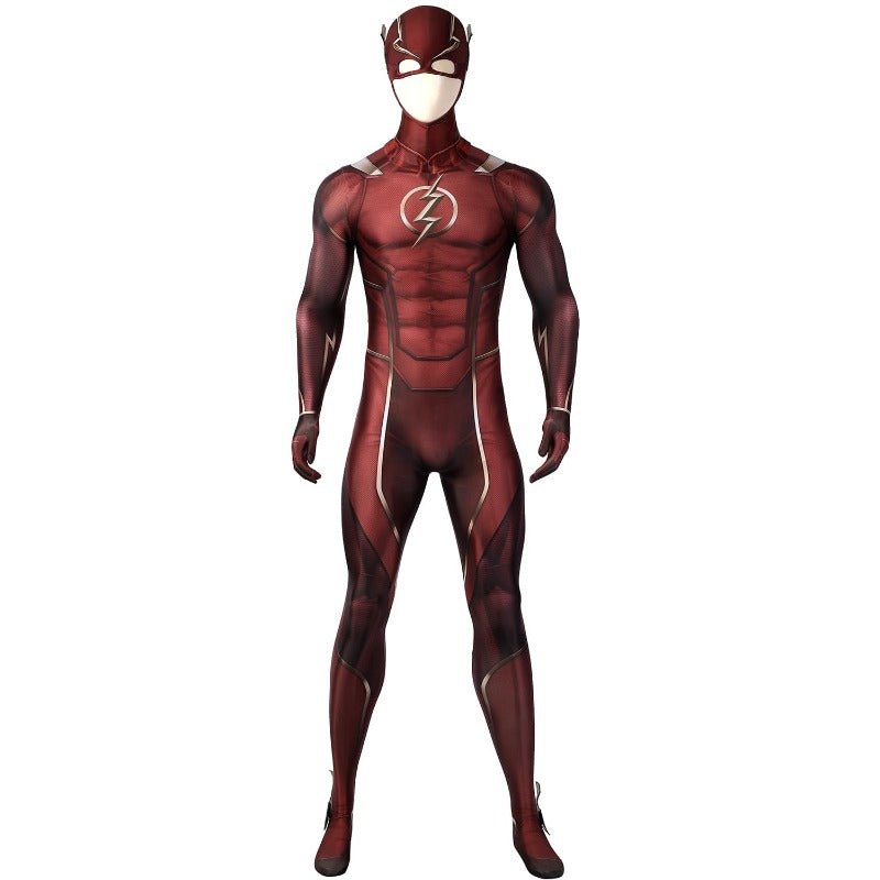 Fantasia de The Flash Barry Allen para Cosplay Halloween - Macacão e Máscara Impressão 3D - Estrela Cosplay