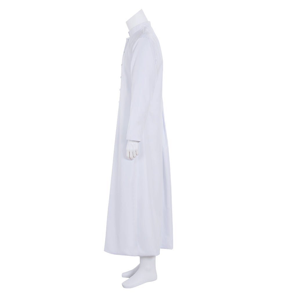 Veste de Clérigo para Homens Cassoco Branco Fantasia de Sacerdote com Colarinho em Pé Vestes Litúrgicas - Estrela Cosplay