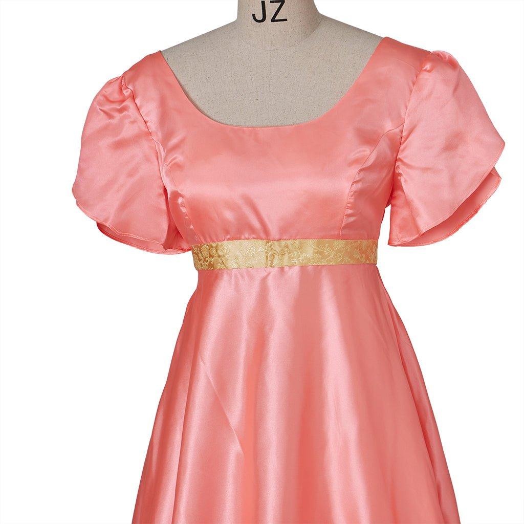 Vestido Medieval Império Tradicional - Cosplay Bridgerton em Seda Laranja Profundo - Estrela Cosplay