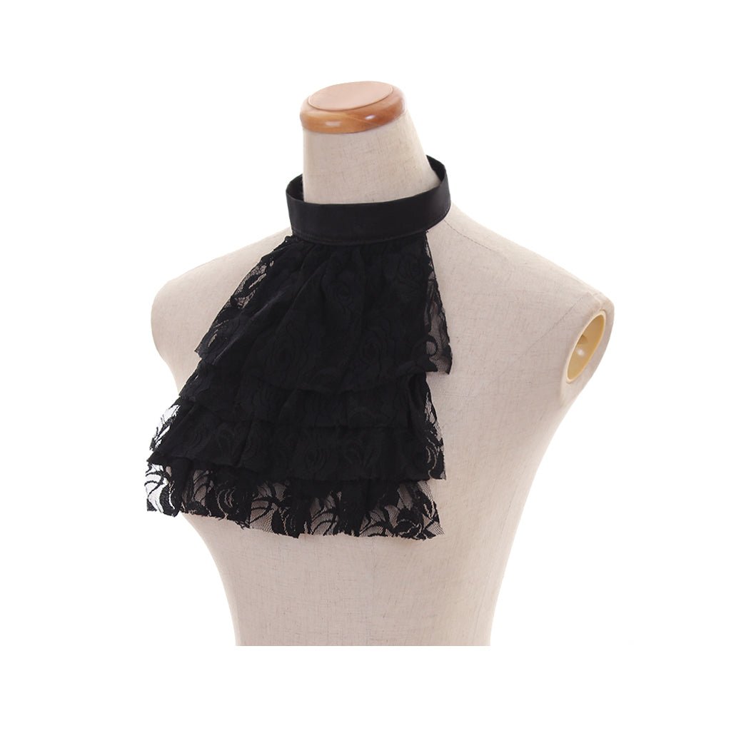 Colarinho de Renda Preta Detalhado Estilo Vitoriano para Cosplay, Gótico e Trajes Vintage - Estrela Cosplay
