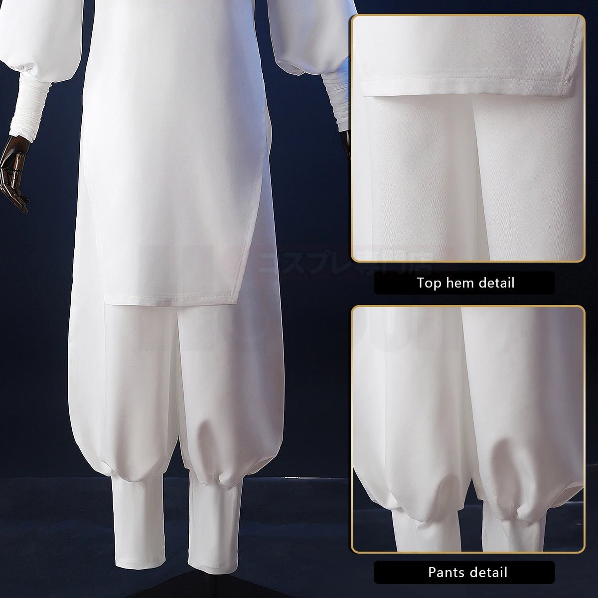 Fantasia de Cosplay Kashimo Hajime de Jujutsu Kaisen - Peruca Azul, Top Branco e Calça Elástica - Estrela Cosplay