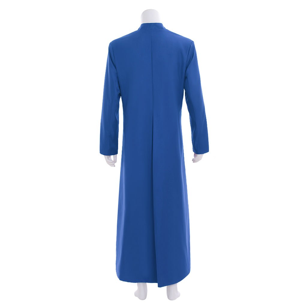 Veste de Clérigo Azul para Homens - Traje de Cassock com Gola Alta - Vestimentas Litúrgicas para Cosplay de Igreja - Estrela Cosplay