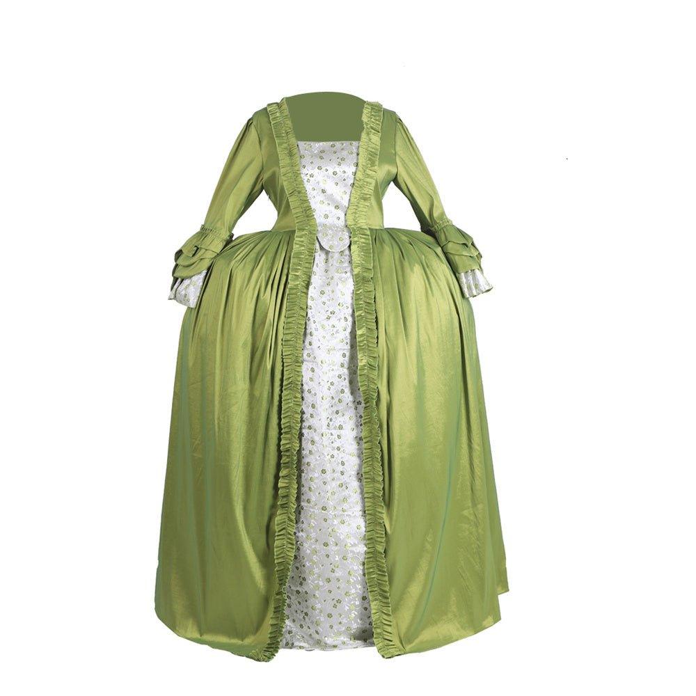 Vestido Rococó Século 18 Verde Maçã com Floral no Peito - Elegância Medieval por Estrela do Cosplay - Estrela Cosplay