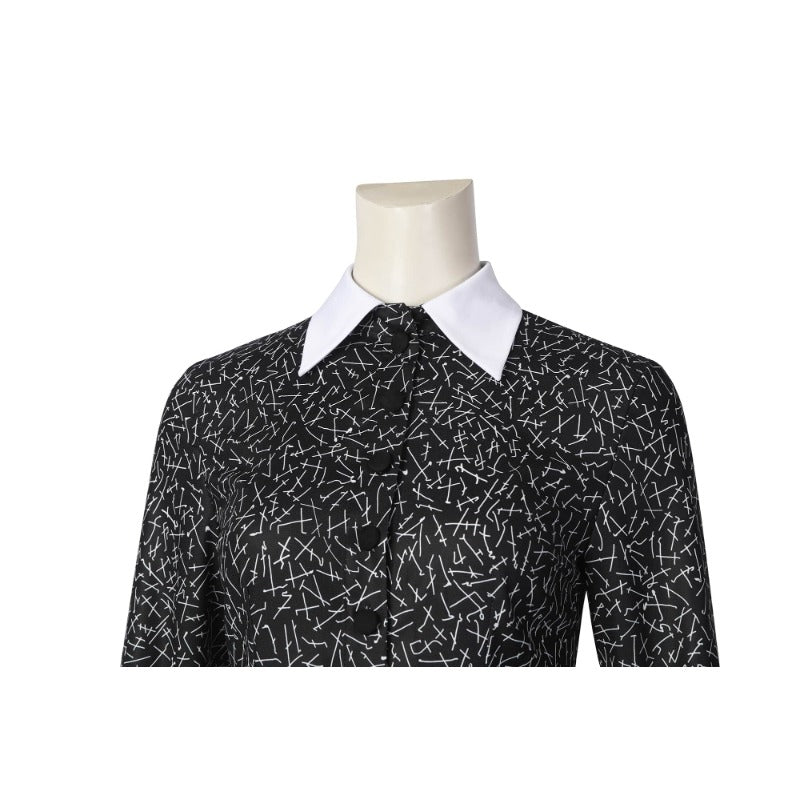 Vestido Wednesday Addams Cosplay Mulheres Preto Gótico Vestido Único - Estrela Cosplay