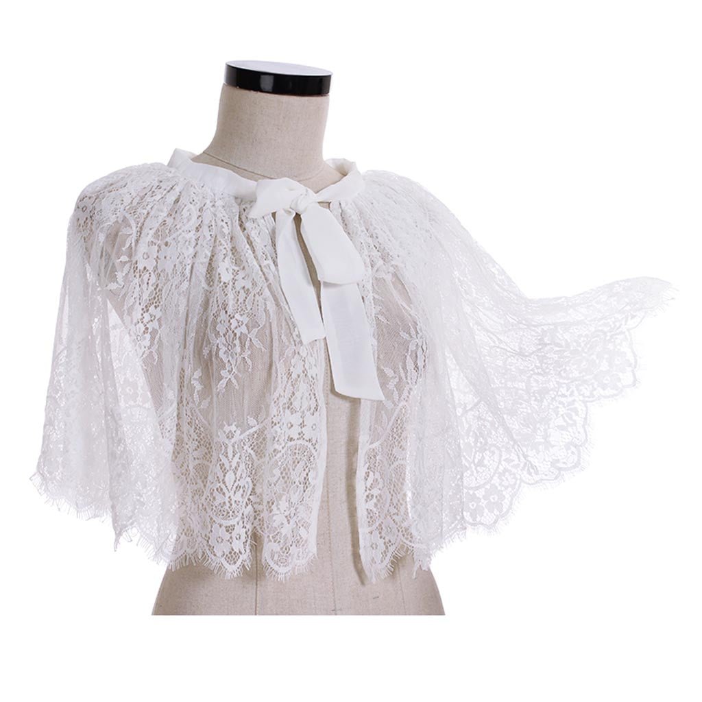 Bolero de Renda Branco Elegante para Mulheres - Capa Curta para Casamentos e Vestidos de Noite - Estrela Cosplay