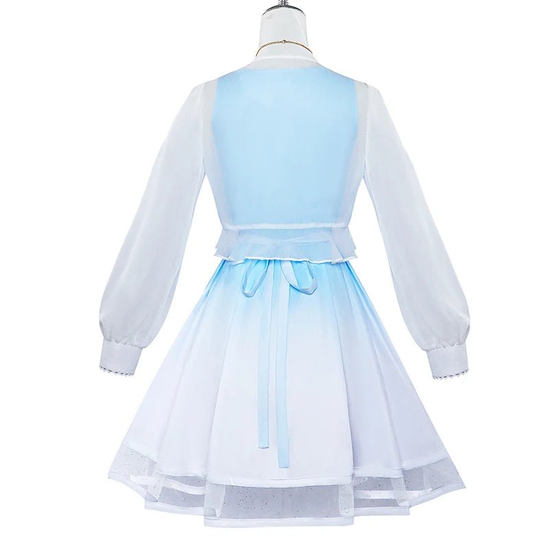 Vestido Original Genshin Impact Ganyu Azul e Branco Gradiente Elegante para Mulheres Fantasia de Cosplay - Estrela Cosplay