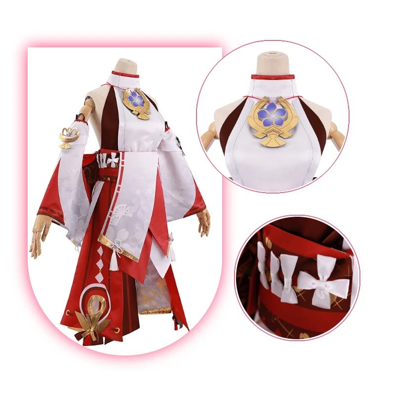 Fantasia de Cosplay Yae Miko de Genshin Impact - Traje de Yae Guuji para Mulheres, Conjunto Completo com Chapéu para Halloween - Estrela Cosplay
