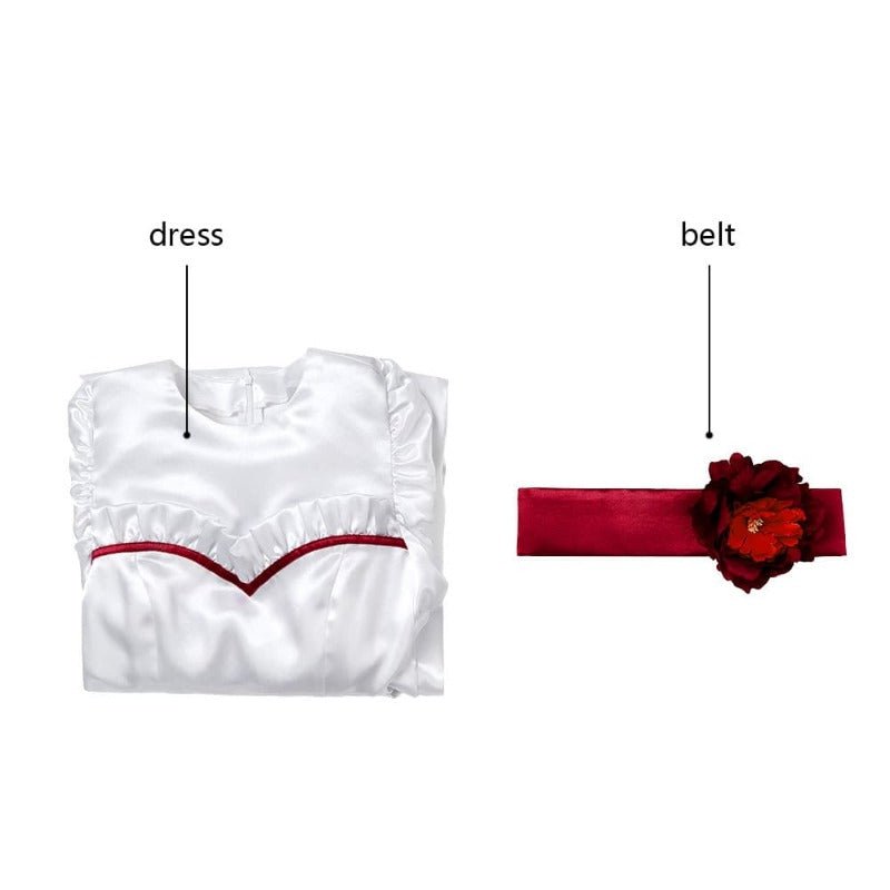 Fantasma Noiva Annabelle Cosplay Vestido Princesa Branco Longo para Halloween e Festas - Estrela Cosplay