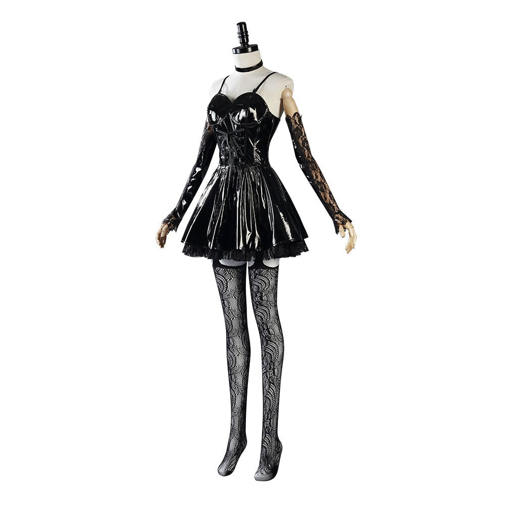 Fantasia de Cosplay Misa Amane para Mulheres - Vestido de Couro Sexy, Acessórios de Renda, Meias, Conjunto de Uniforme de Anime - Estrela Cosplay