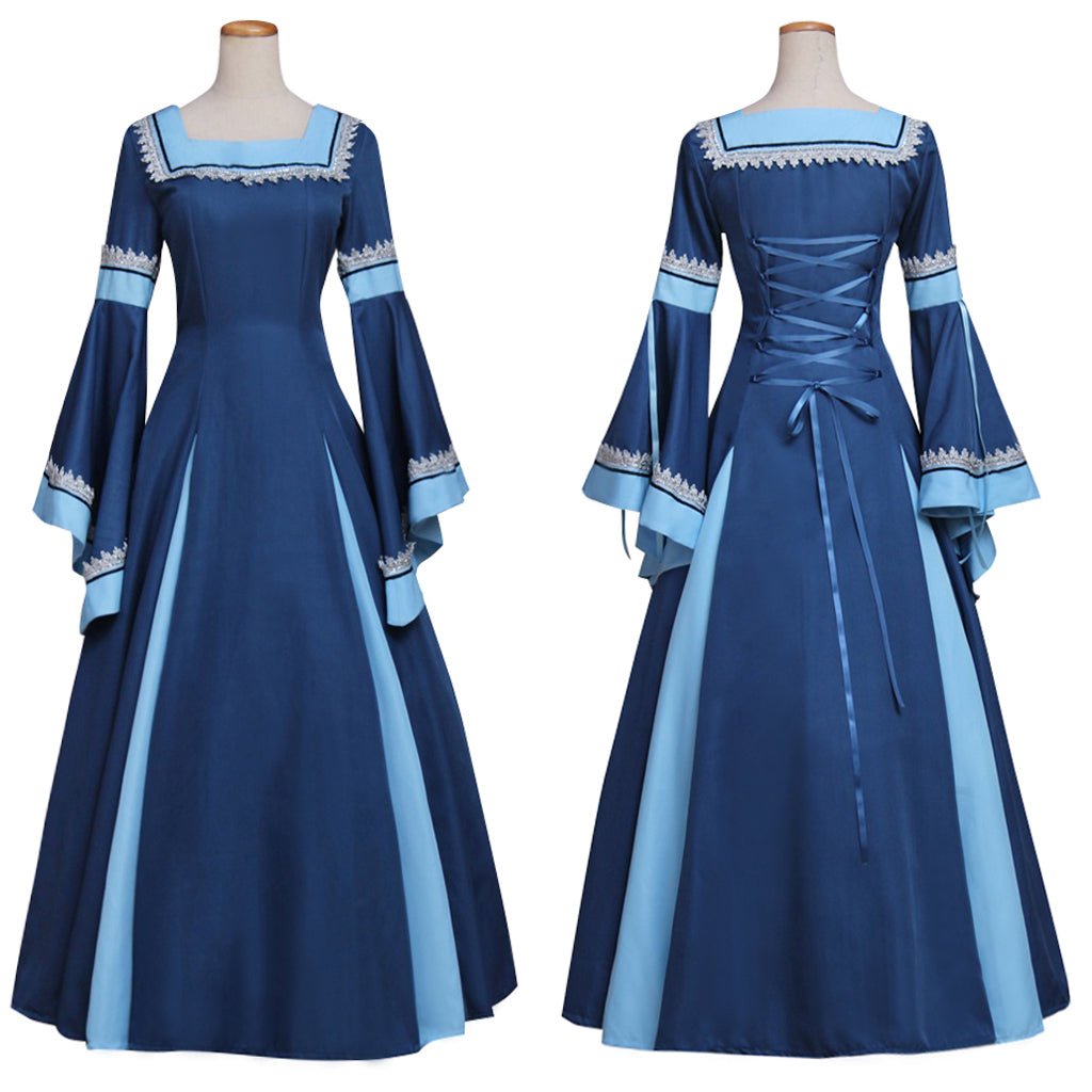 Vestido Medieval Renascença Gótico Vitoriano Azul para Adultos, Fantasia de Cosplay de Halloween - Estrela Cosplay