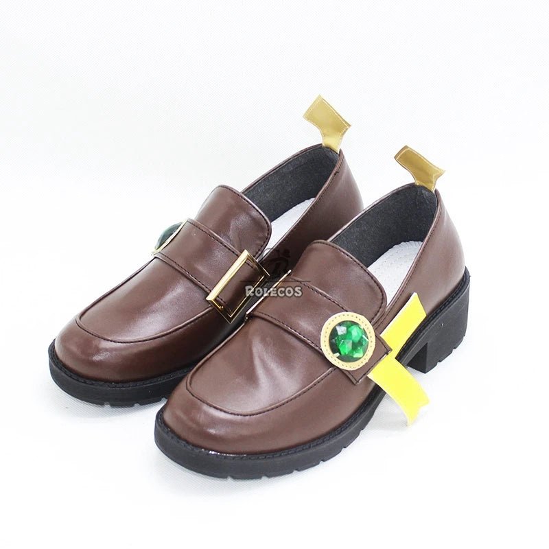 Jogo Genshin Impact Venti Sapatos Cosplay Barbatos Couro Salto Alto Sapatos Cosplay Halloween Sapatos de Couro Marrom Cosplay - Estrela Cosplay