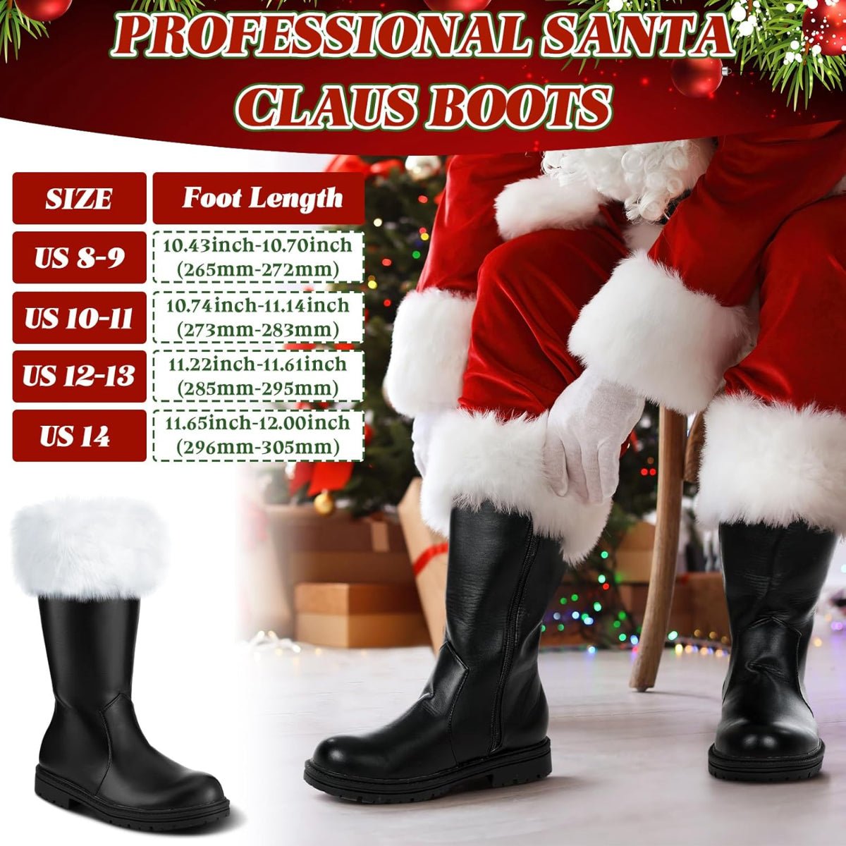 Botas de Papai Noel Liitrsh para Natal - Estrela Cosplay