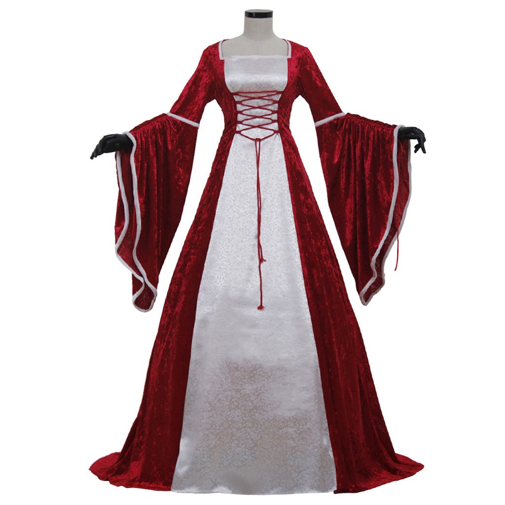Vestido de Cosplay Renaissance Rainha Deluxe em Veludo Vermelho - Fantasia Medieval Vitoriana para Halloween - Estrela Cosplay