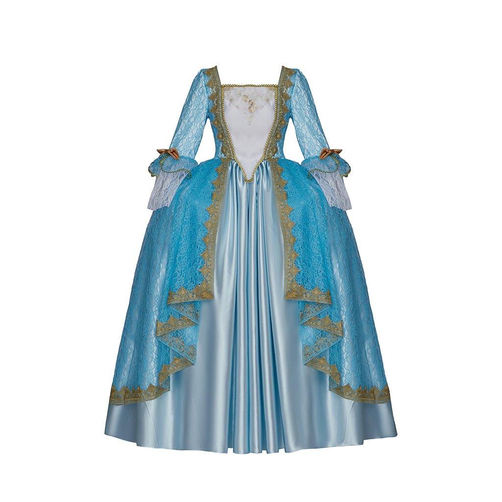 Vestido Princesa Azul Marie Antoinette Rococo | Corte Medieval Barroco Georgiano Vitoriano Renascença para Baile de Cosplay - Estrela Cosplay