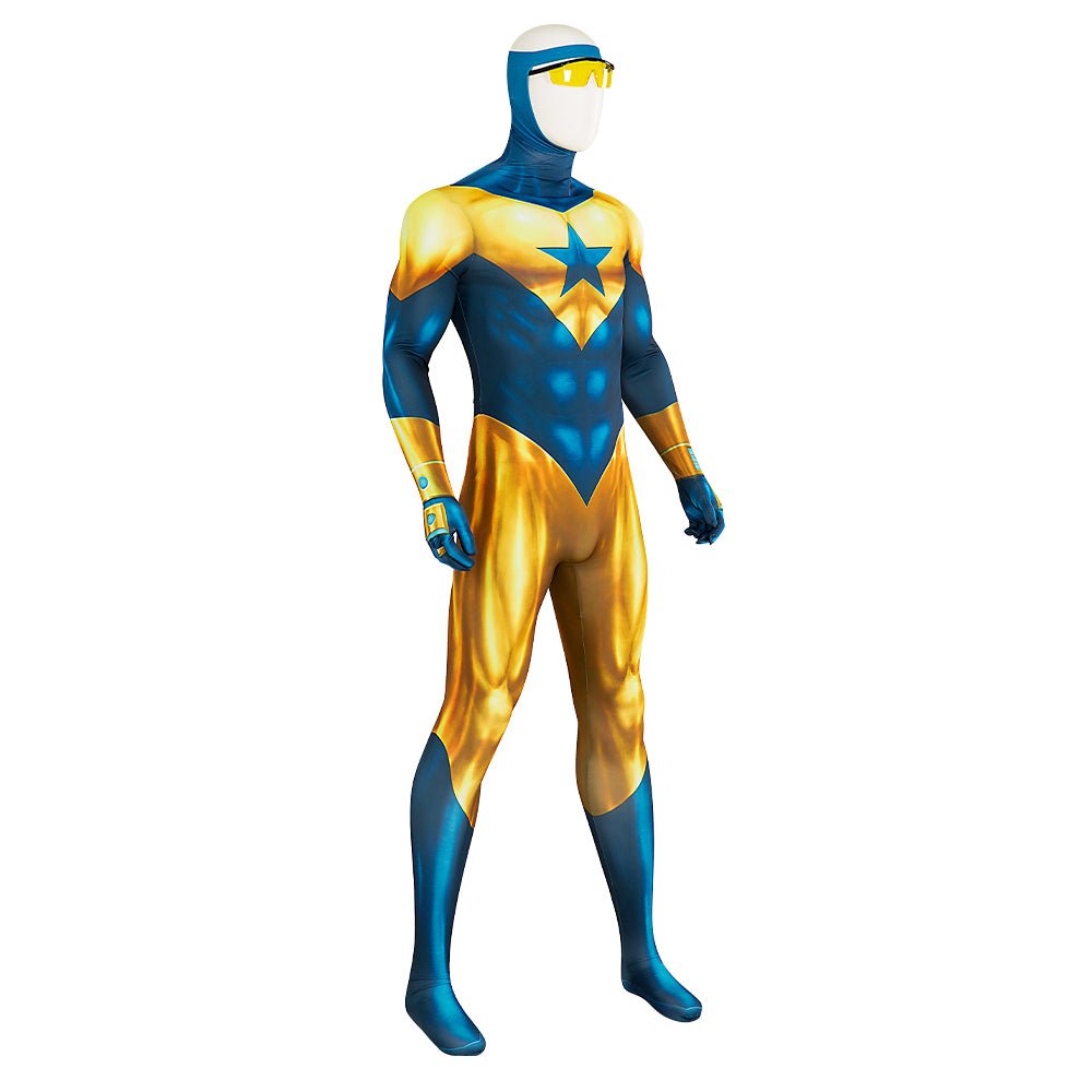 Traje de Booster Gold Michael Jon Carter para Homens – Macacão de Cosplay com Óculos - Estrela Cosplay
