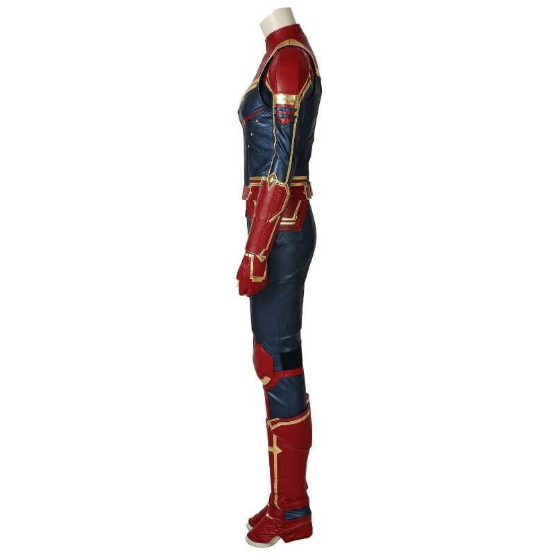 Fantasia Captain Marvel Azul Metálico em Couro Sintético – Perfeita para Fãs da Marvel - Estrela Cosplay