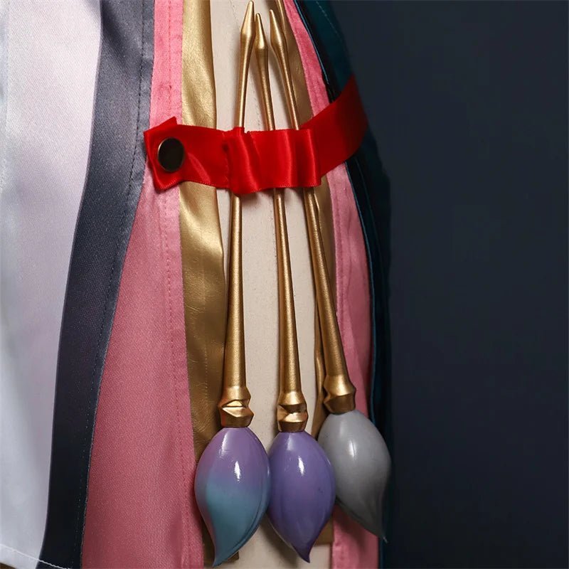 Fantasia de Cosplay Zhezhi do Jogo Wuthering Waves - Vestido de Pintora com Pincel Encantado para Mulheres, Traje para Festa de Halloween - Estrela Cosplay