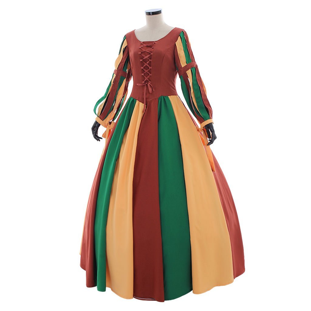 Vestido Vintage Arco-Íris para Mulheres – Medieval Vitoriano para Eventos - Estrela Cosplay