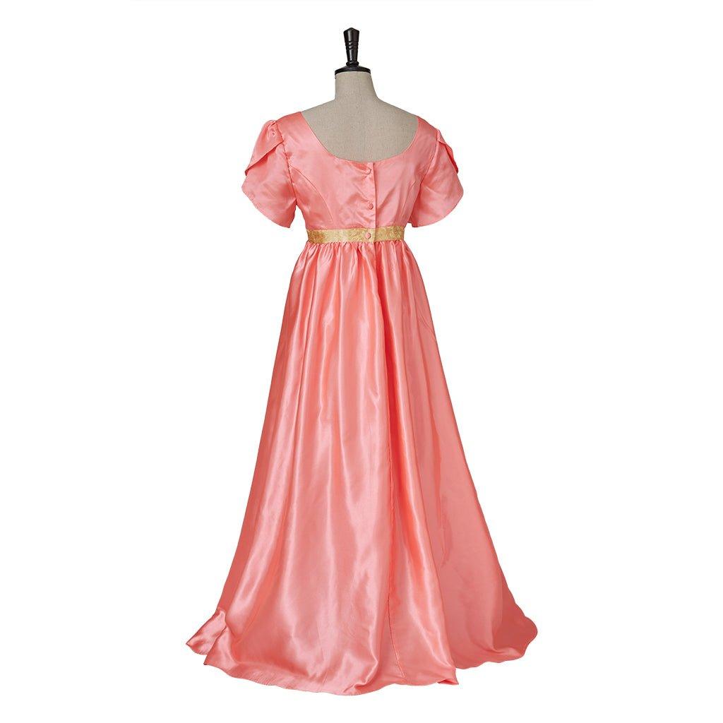 Vestido Medieval Império Tradicional - Cosplay Bridgerton em Seda Laranja Profundo - Estrela Cosplay