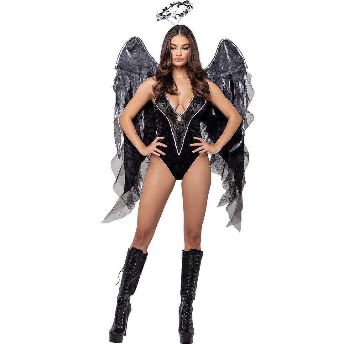 Fantasia Halloween Vampira | Veste Escura Anjo Maligno Corvo Peste - Estrela Cosplay