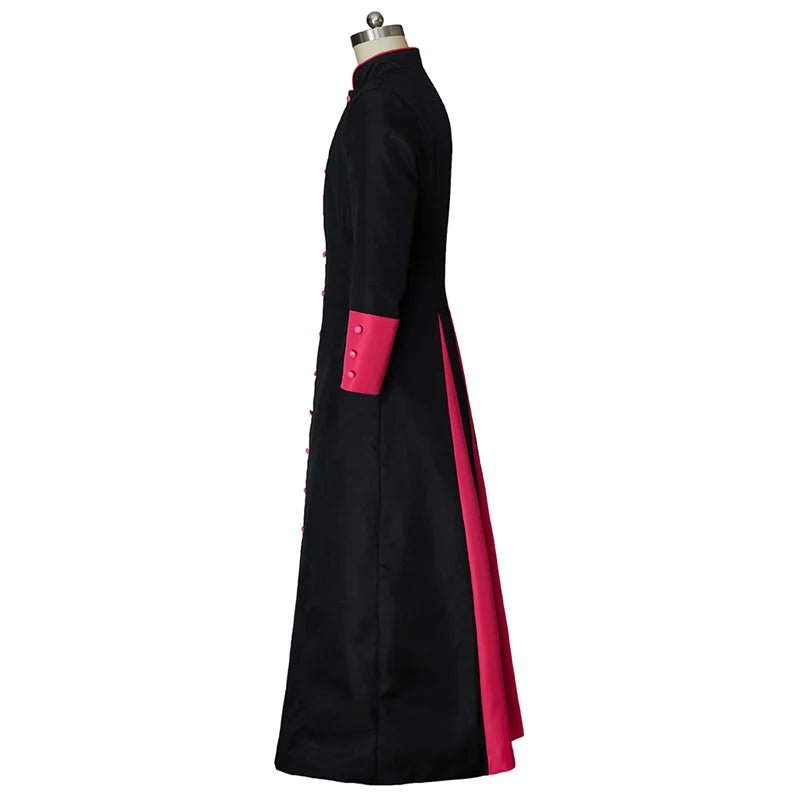 Veste Clerical Medieval - Preta e Vermelha Cassaco Romano para Homens | Série Medieval Estrela do Cosplay - Estrela Cosplay