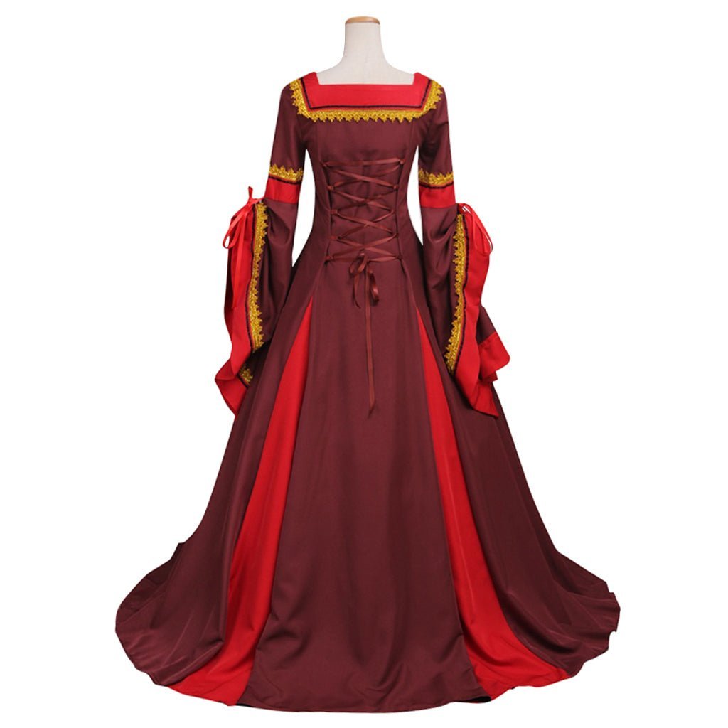 Vestido Vermelho Escuro Vitoriano Medieval Sul Manor para Cosplay, Carnaval e Eventos Históricos - Estrela Cosplay