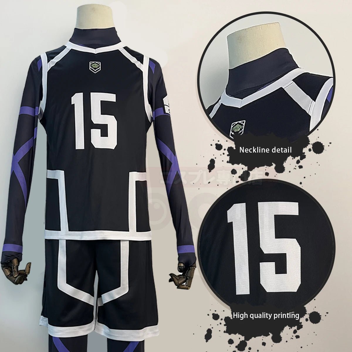 Fantasia de Cosplay de Isagi do Anime Blue Lock Temporada 2 - Camisa de Treino NO.15, 4 Peças, Uniforme de Futebol, Presente para Fãs - Estrela Cosplay