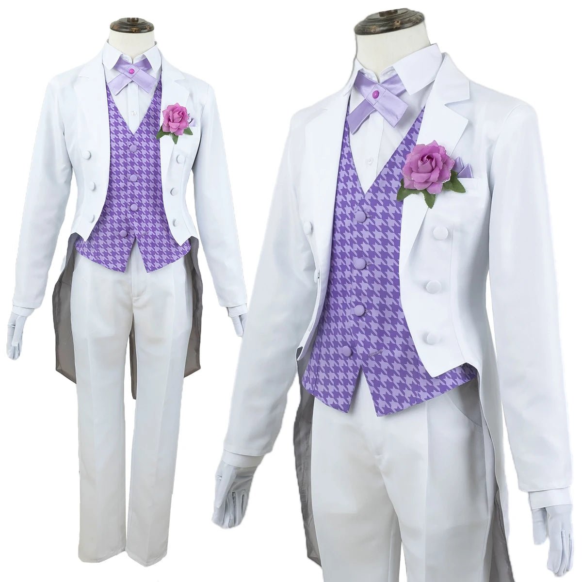 Fantasia Cosplay Blue Lock Anime - Peruca Reo Mikage Tuxedo Cauda de Andorinha Uniforme Rosa Rede Fibras Sintéticas Tamanho Ajustável - Estrela Cosplay