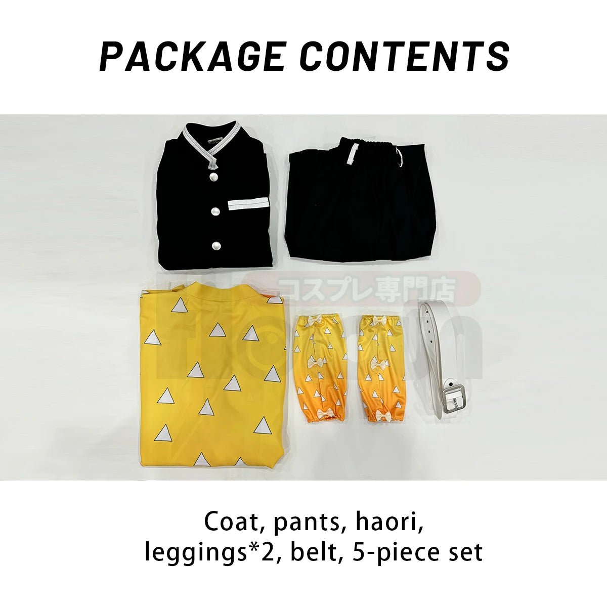 Fantasia de Cosplay Agatsuma Zenitsu de Demon Slayer - Peruca Haori Bordado Calças Elásticas Cinto Rosa Rede Presente Halloween Natal - Estrela Cosplay