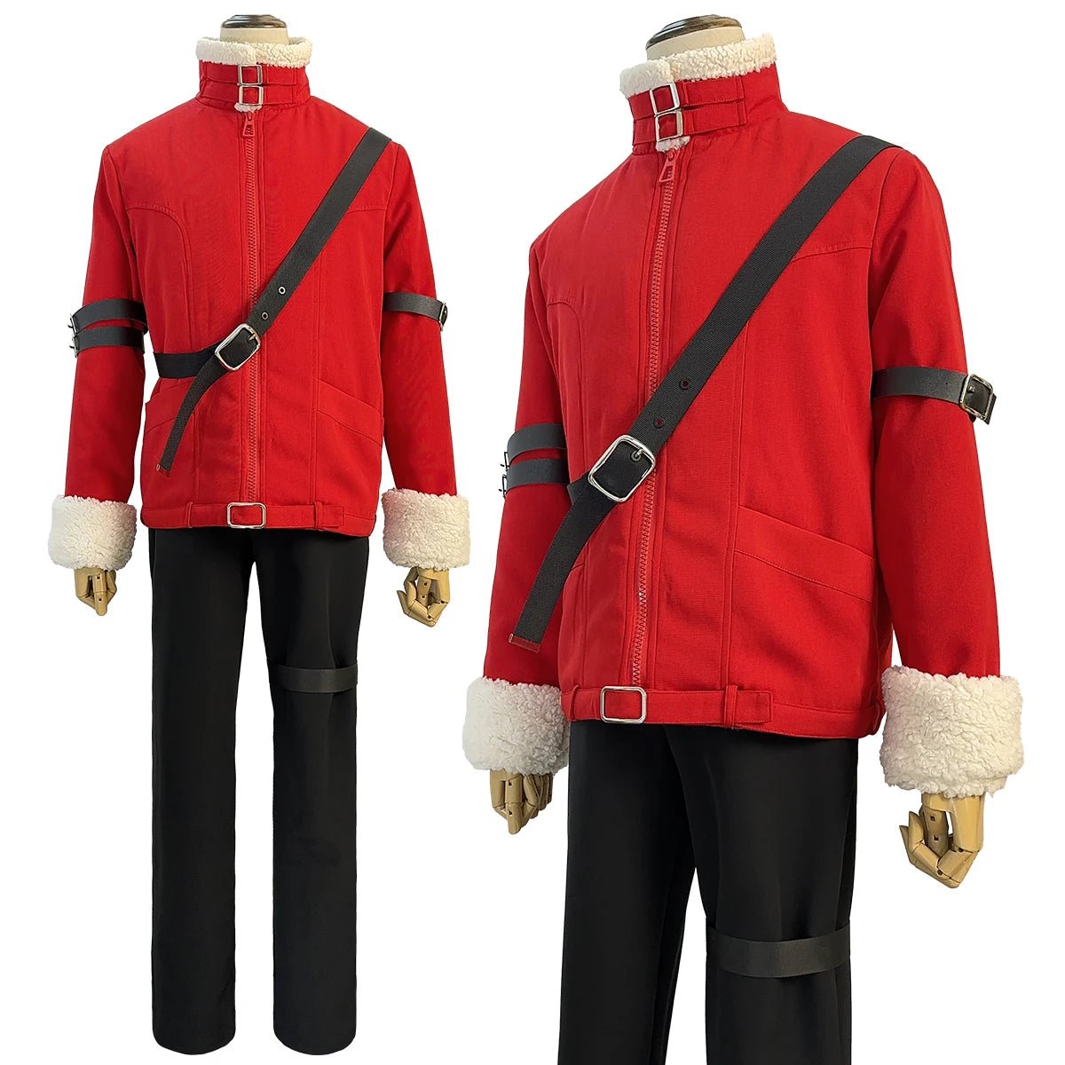 Fantasia de Cosplay Stark de Frieren: Beyond Journey's End - Casaco Vermelho e Calça Preta - Estrela Cosplay