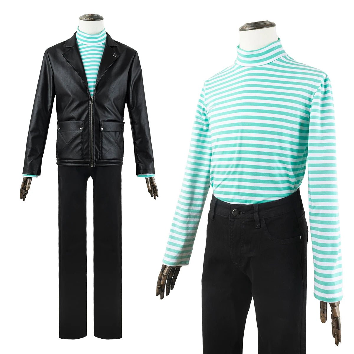 Fantasia Cosplay Rin Itoshi Blue Lock - Peruca, Casaco de Couro Sintético, Camiseta de Algodão - Estrela Cosplay