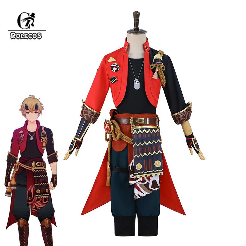 Fantasia Cosplay Thoma de Genshin Impact para Homem - Conjunto Completo com Chapéu para Halloween - Estrela Cosplay