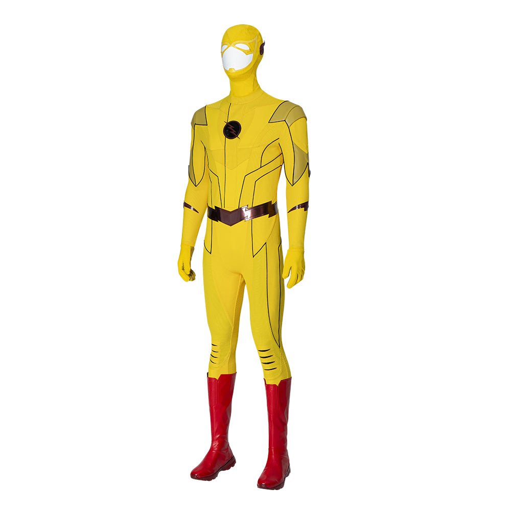 Traje de Cosplay do Flash Reverso Armageddon Barry Allen Amarelo para Homens - Fantasia DC O Flash - Estrela Cosplay